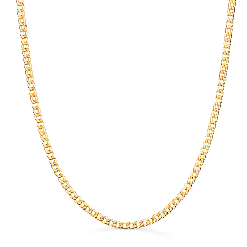 18K Yellow Gold Hollow Curved Chain. Width: 2.2mm. Length: 60cm