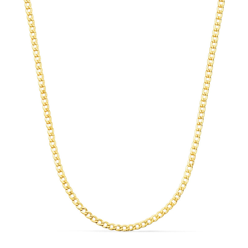 18K Yellow Gold Chain Hollow Curb Width: 2.5mm Length: 60 cm