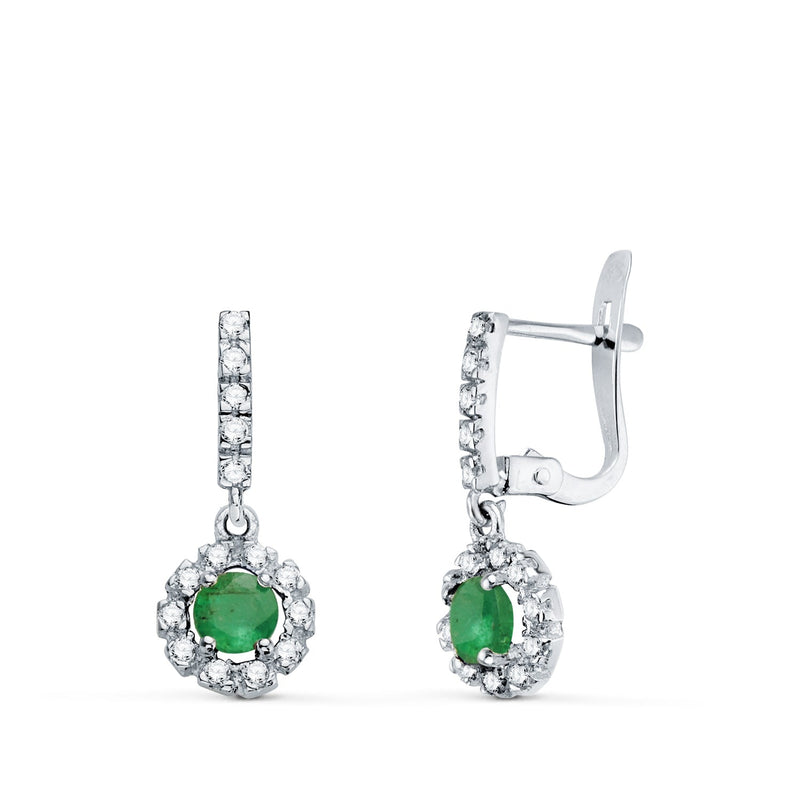 18K White Gold and Emerald Earrings