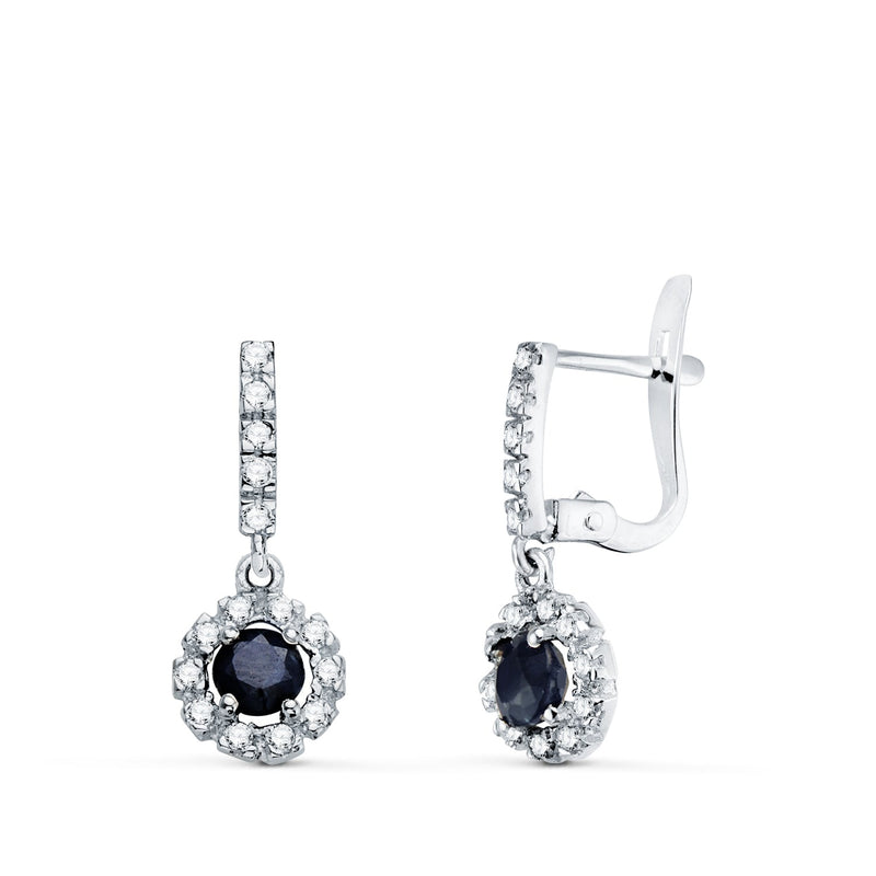 Boucles d'oreilles en or blanc 18 carats et saphir