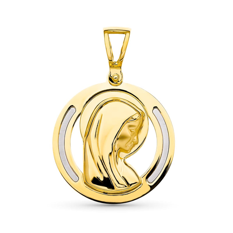 18K Bicolor Gold Medal Virgin Girl Bicolor 19 mm