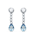 18K White Gold Earrings with Aquamarine Drop and Zirconia