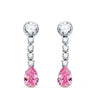 18K White Gold Earrings with Pink Drop and Zirconia