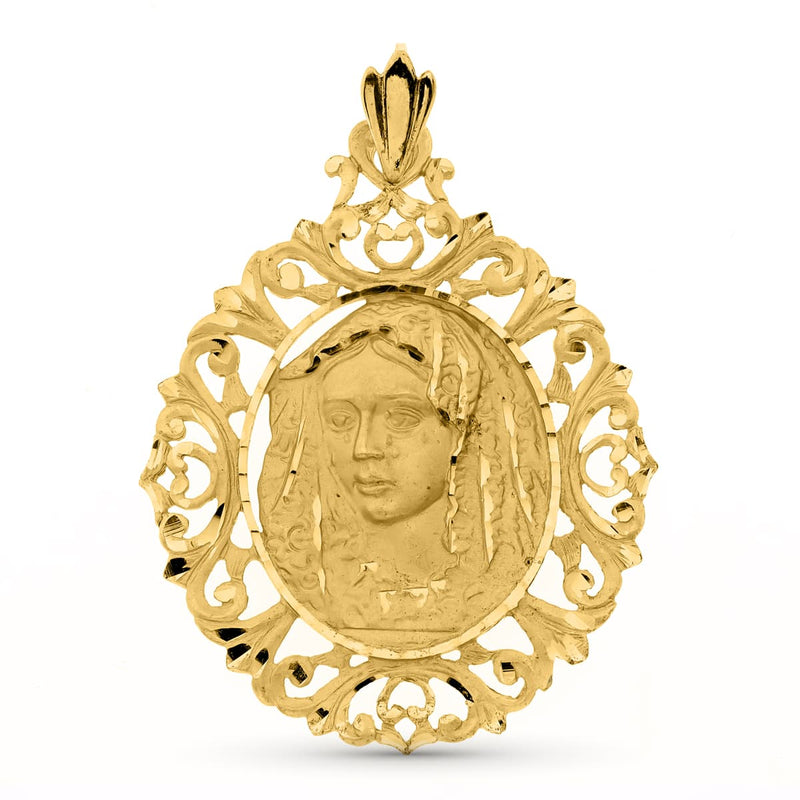 18K Virgin of Macarena Medal Cerco 52x42 mm