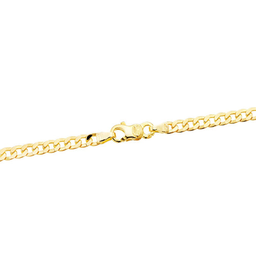 18K Solid Yellow Gold Chain Curved Length 60 cm Width 3.75 mm