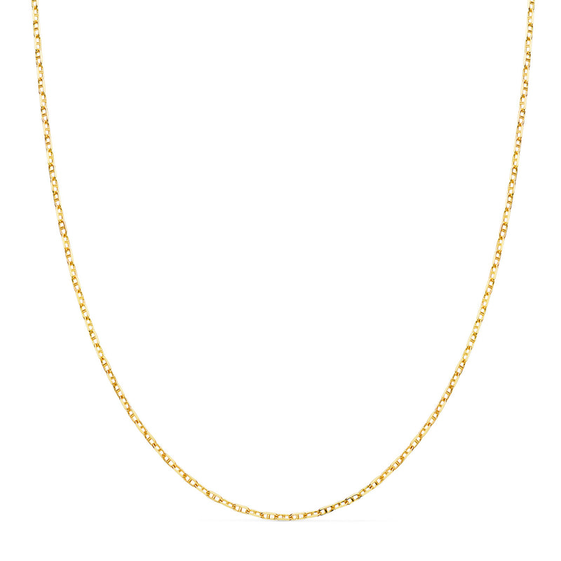 18K Yellow Gold Forced Chain Solid Anchor Carved Edges Width: 1.5 mm. Length: 50cm