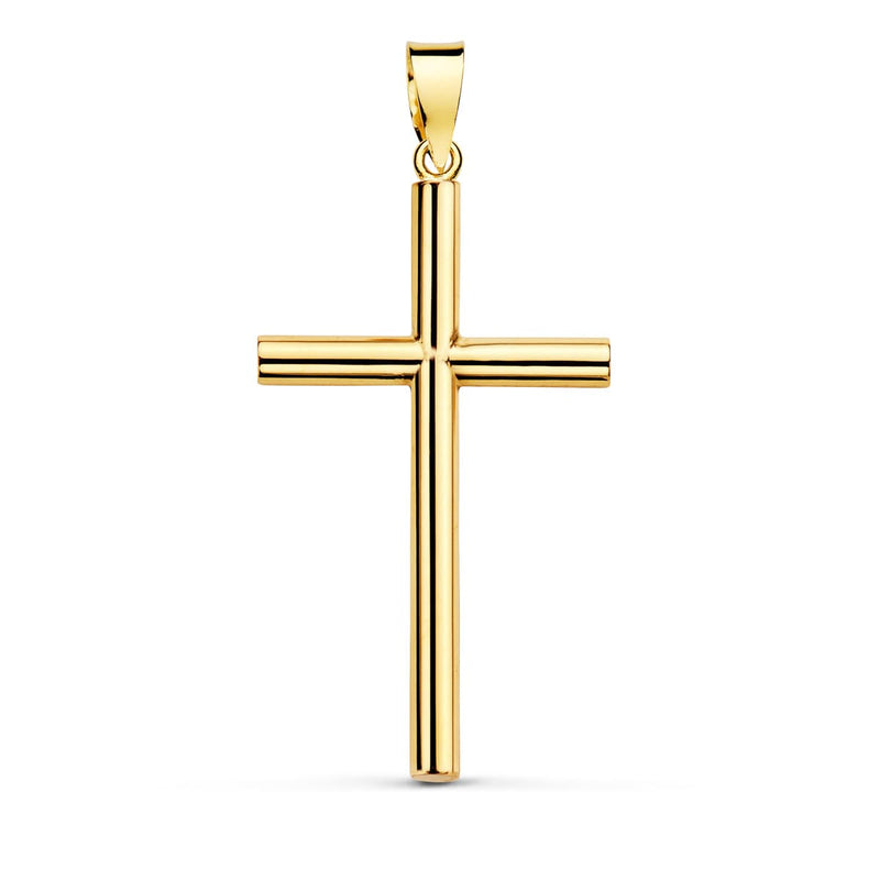 18K Yellow Gold Smooth Hollow Cross 44x27 mm