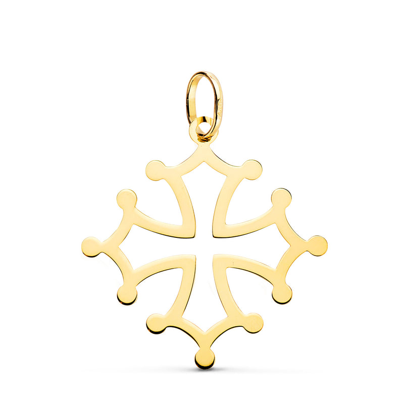 Croix d'Occitanie en or jaune vif 18 carats. 26x24mm