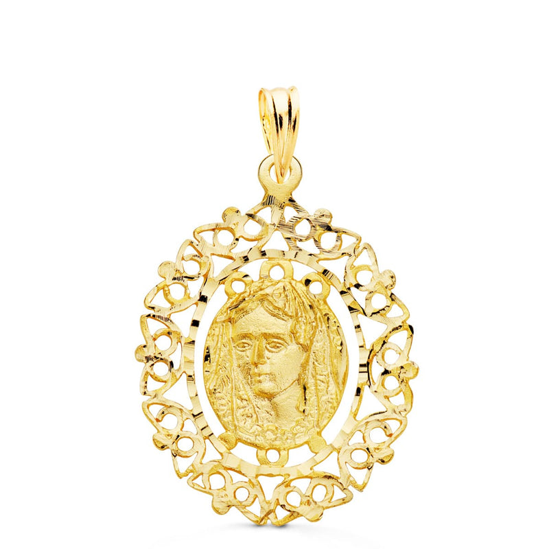 Cadre Filigrane Médaille Vierge de la Macarena 18K 28x21 mm