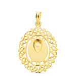 18K Medal Virgin of La Macarena Filigree Frame 28x21 mm