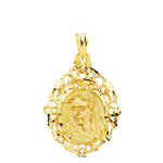 18K Virgin of the Macarena Medal Filigree Frame 27x20 mm