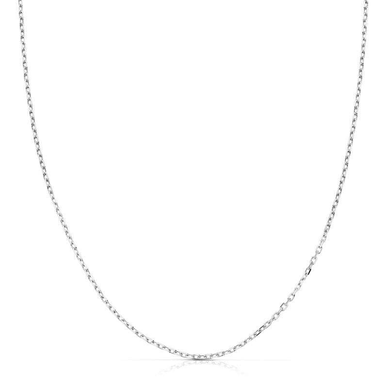 18K Solid White Gold Forced Chain 40 cm Width 1 mm