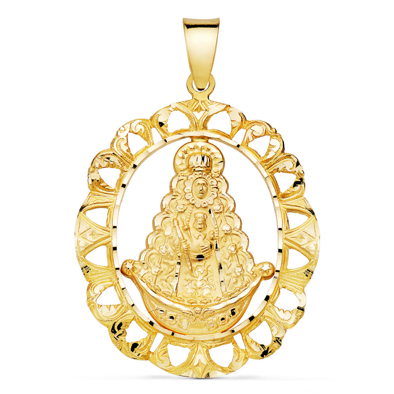 Médaille Vierge Rocio Cerco en Or Jaune 18 Carats 39 x 37 mm