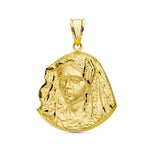 18K Yellow Gold Medal Virgin of the Macarena Silhouette 24 x 19 mm