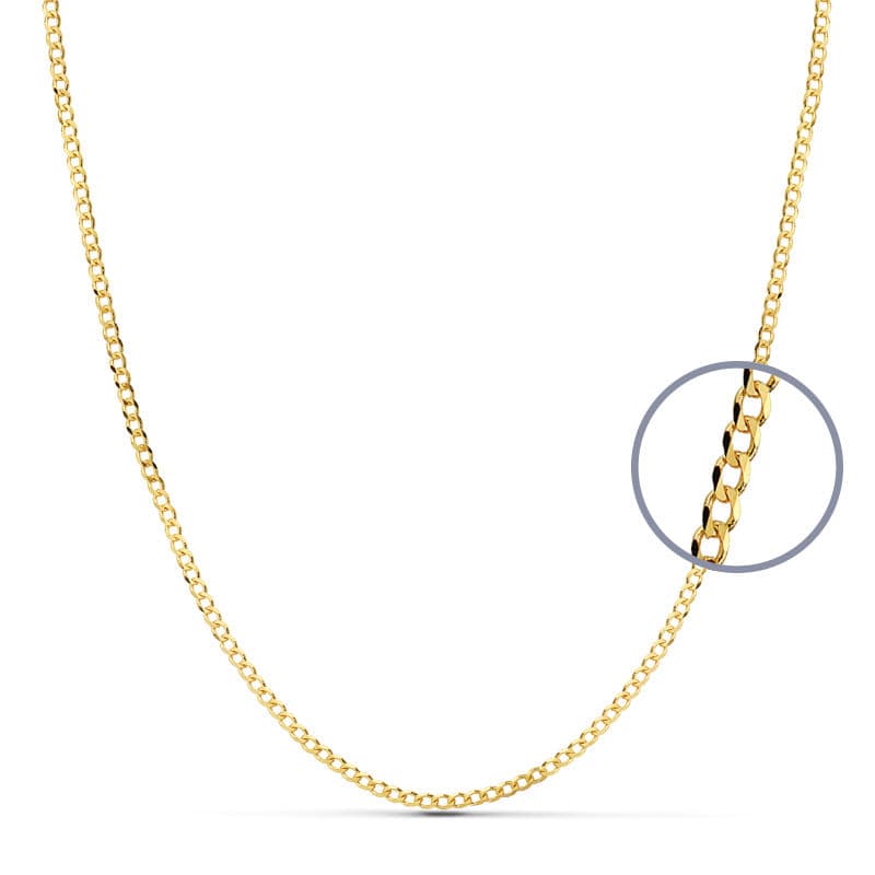 18K Solid Yellow Gold Chain 50 cm Width 2 mm