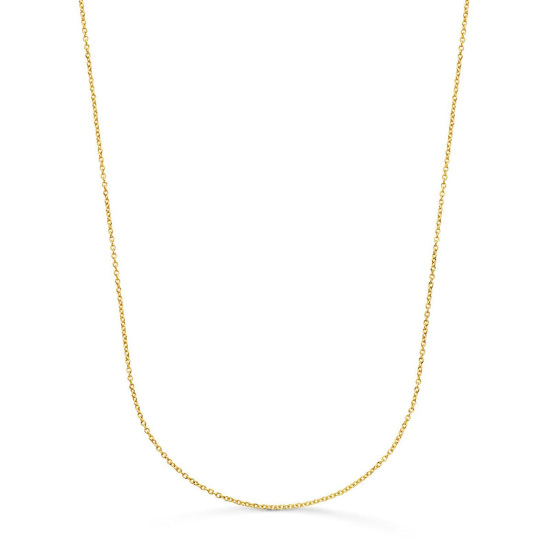 18K Yellow Gold Solid Rolo Chain Width: 1mm Length: 40 cm