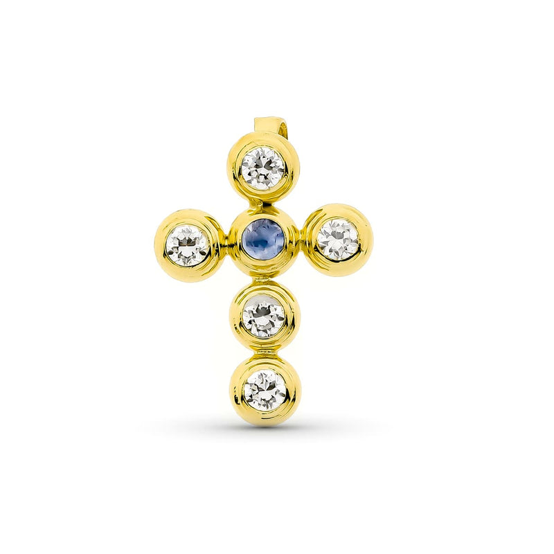18K Yellow Gold Cross With Zirconia 19x14 mm