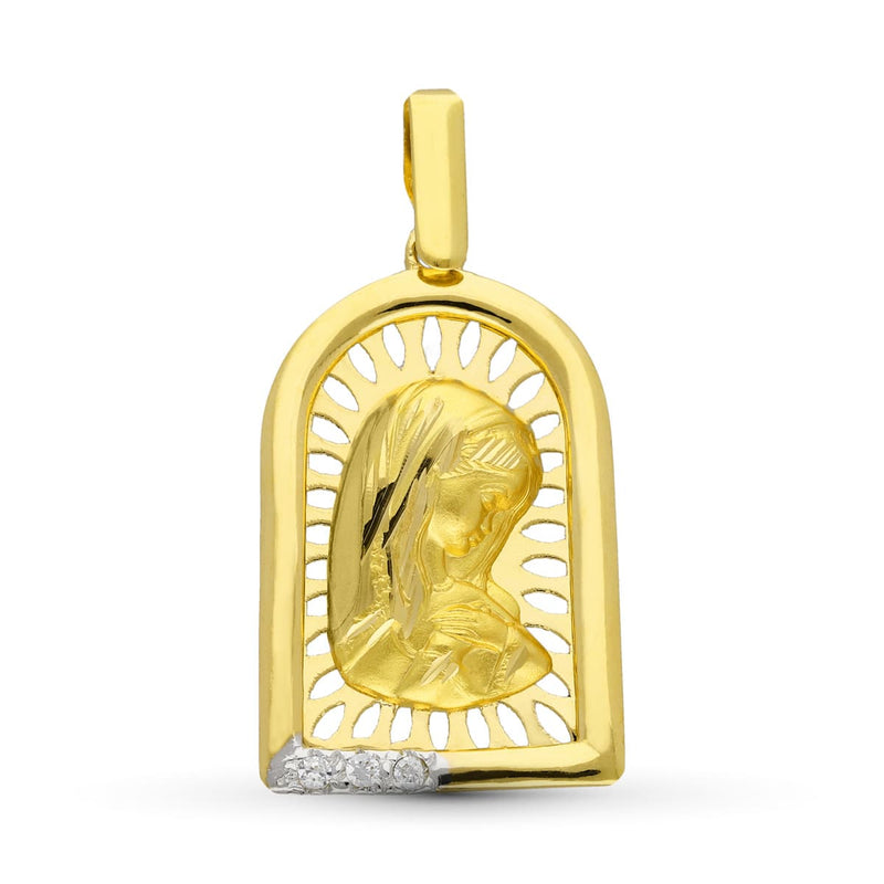 18K Medalla Oro Amarillo Virgen Niña 24x15 mm