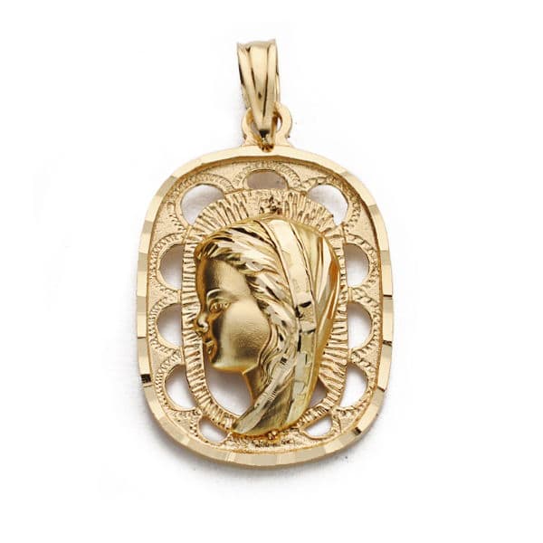 Médaille Fille Vierge 18K 23x15 mm