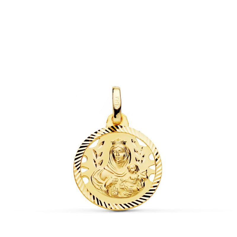 18K Virgen Del Carmen Medal Openwork Helice 16 mm