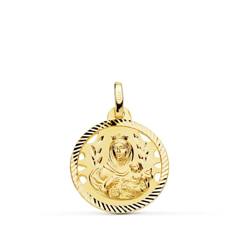 18K Medalla Virgen Del Carmen Calada Helice 18 Mm