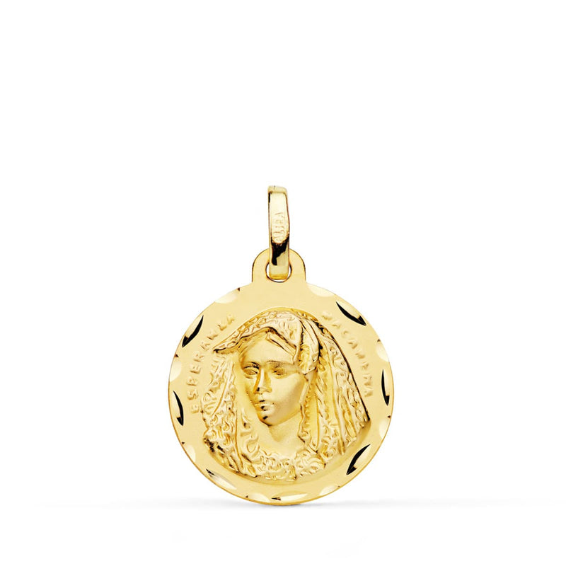 Médaille Vierge Macarena 18K 18 mm sculptée