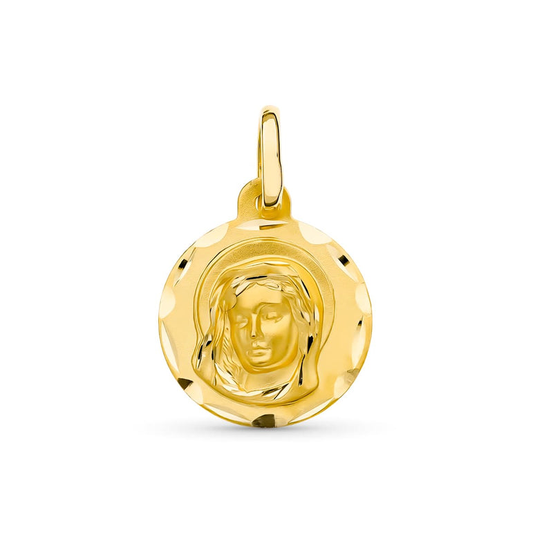 18K Medalla Oro Amarillo Virgen Niña 14 mm