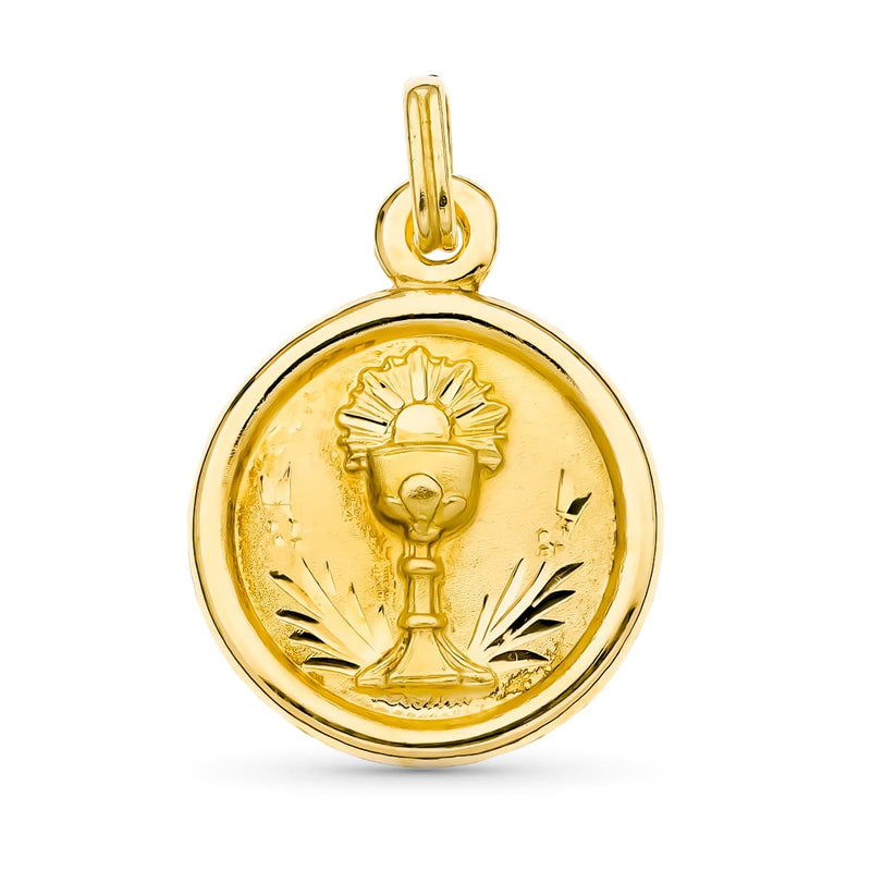 18K Yellow Gold Communion Medal 20 mm