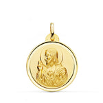 18K Medalla Cristo Sagrado Corazon De Jesus Bisel 24 mm