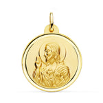 Médaille 18K Christ Sacré-Cœur de Jésus Lunette 28 mm