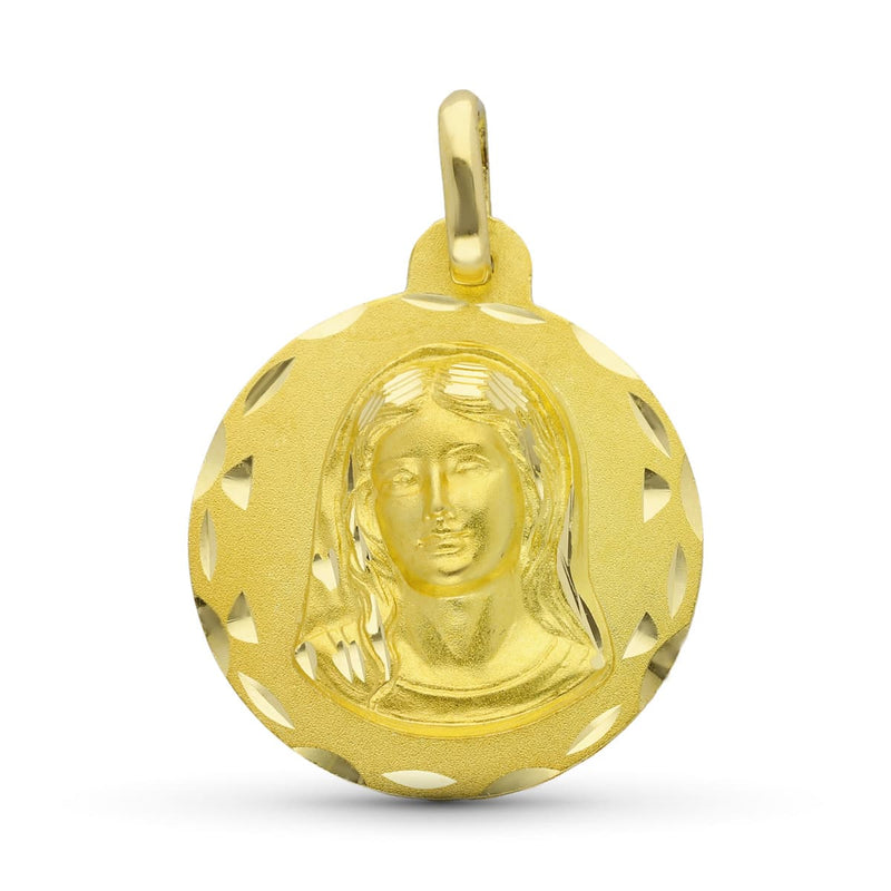 Médaille Fille Vierge En Or Jaune 18 Carats 18 mm