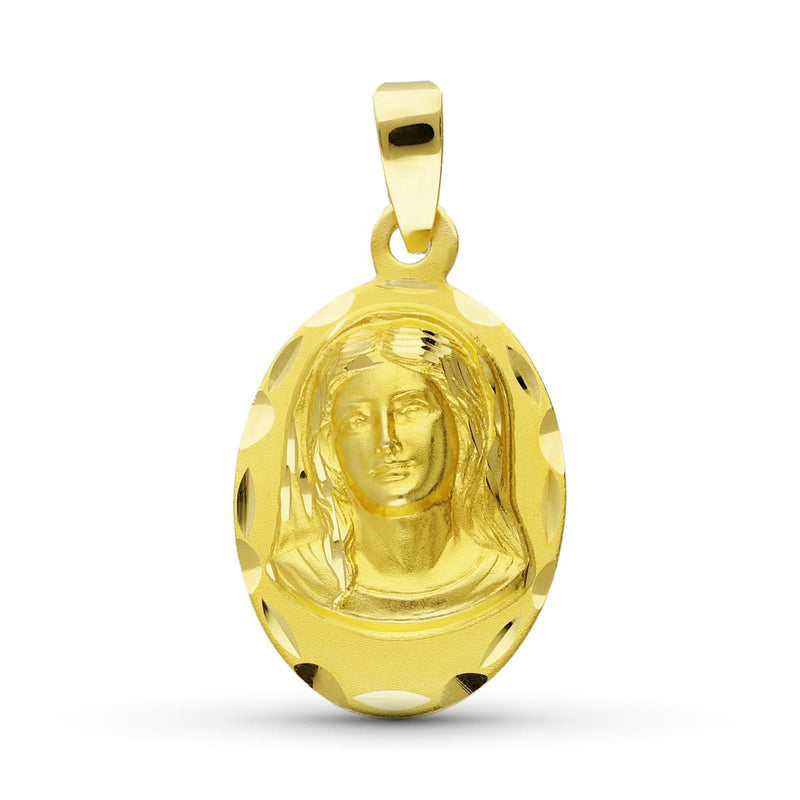 18K Medalla Oro Amarillo Virgen Niña 23x14 mm