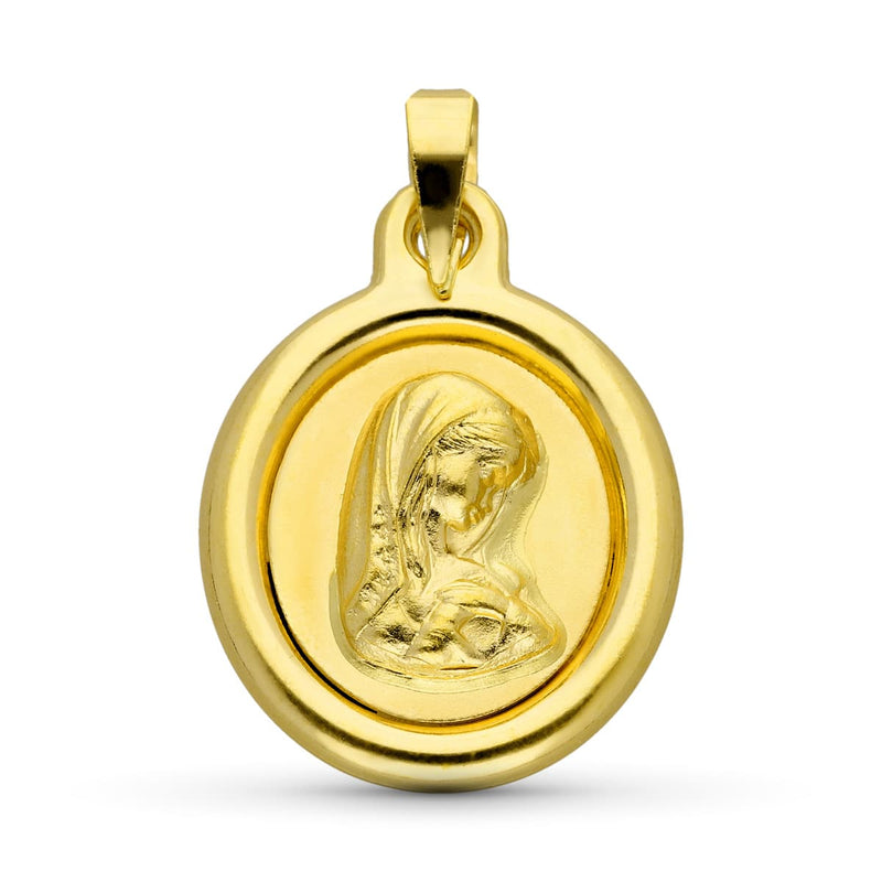 Médaille Fille Vierge Or Jaune 18K 22x16 mm