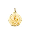 18K Yellow Gold Virgin of La Oliva Medal Carved 20 mm