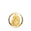 18K Yellow Gold Medal Virgin of the Head Lapel Carved Edge 20 mm