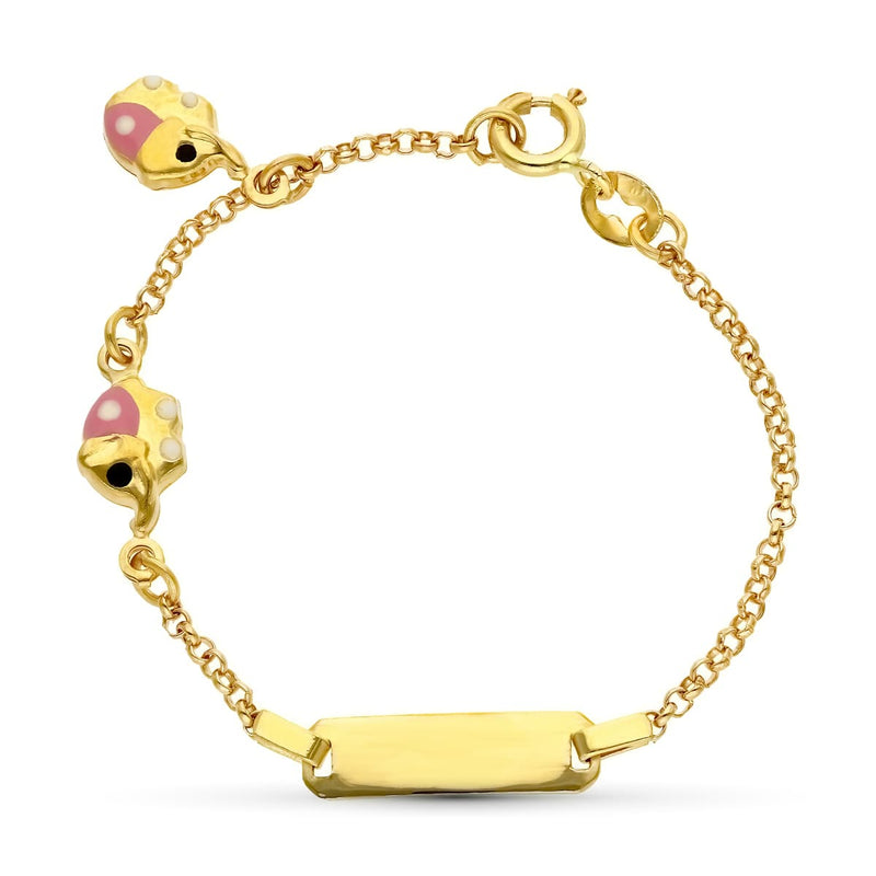 18K Yellow Gold Elephant Bracelet. 13 cm