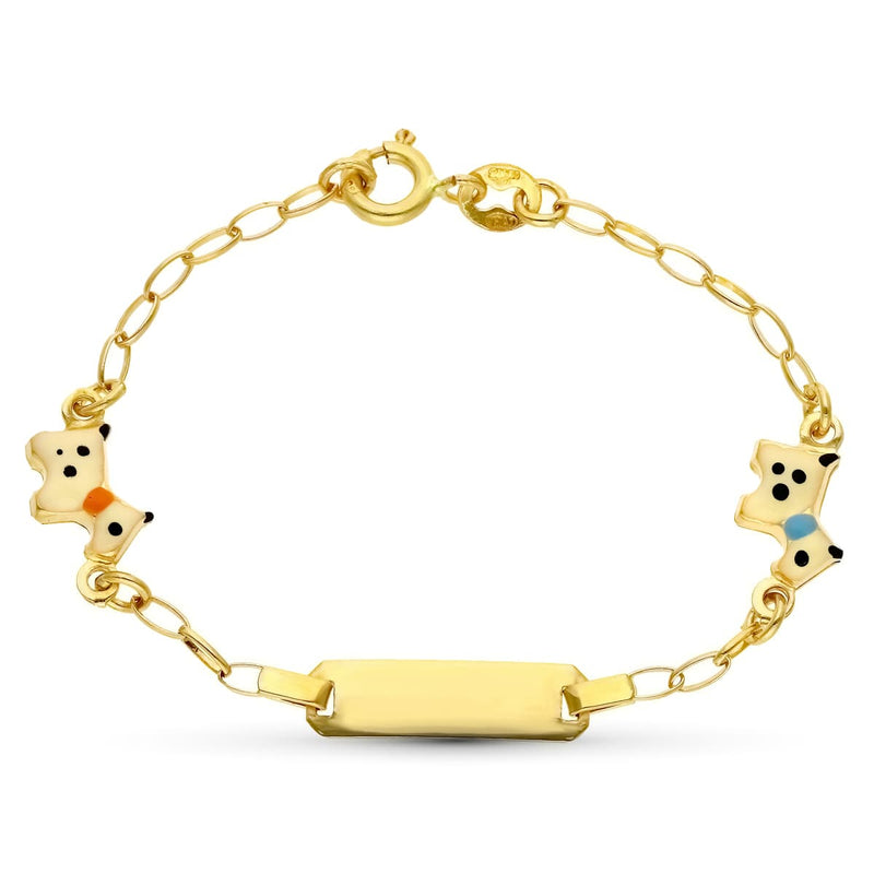 18K Yellow Gold Dog Slave Bracelet. 13.5 cm