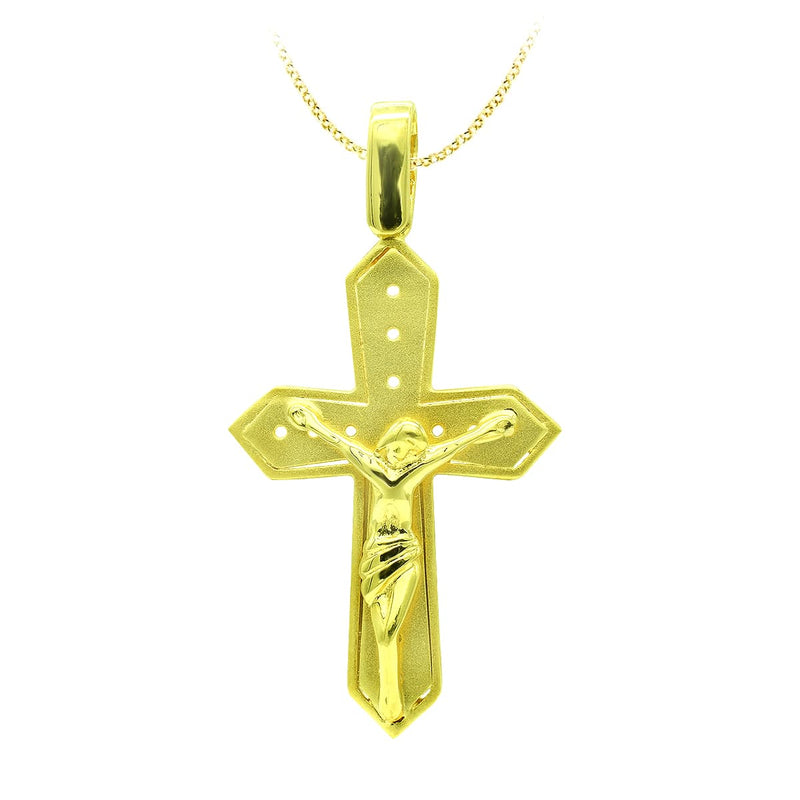 18K Yellow Gold Cross With Christ 30x19 mm