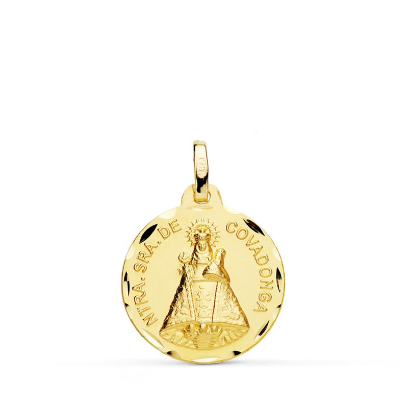 18K Medal of the Virgin of Covadonga Carved 18 mm