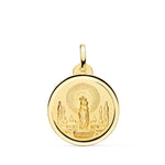 18K Medalla Oro Amarillo Virgen Del Pilar Bisel 20 mm