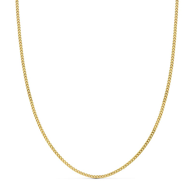 18K Yellow Gold Hollow Curb Chain 50 cm Width 1.5 mm