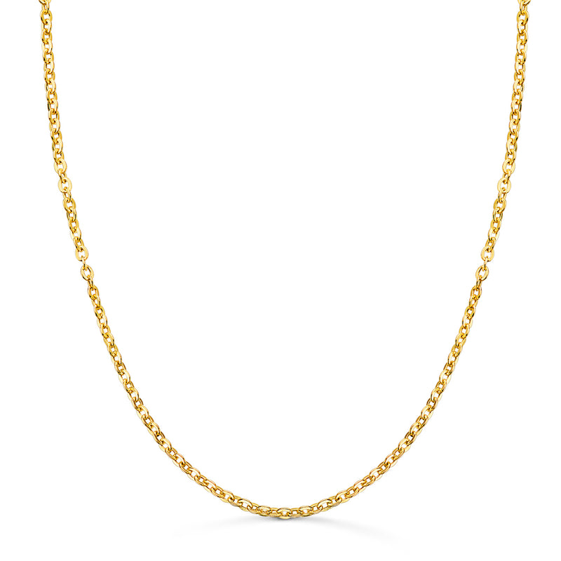 18K Yellow Gold Hollow Forced Chain Width: 2mm Length: 50 cm