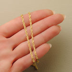 18K Yellow Gold Chain Forced Hollow Carved Link Length 45 cm Width 2 mm