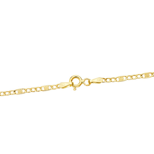 18K Yellow Gold Chain Combined Hollow 3x1. Length 45 cm Width 2 mm