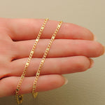 18K Yellow Gold Chain Combined Hollow 3x1. Length 50 cm Width 2 mm