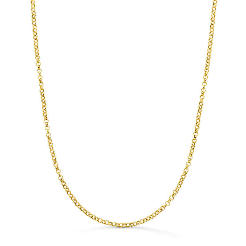 18K Yellow Gold Hollow Rolo Chain Width: 2mm Length: 45 cm Reasa Closure