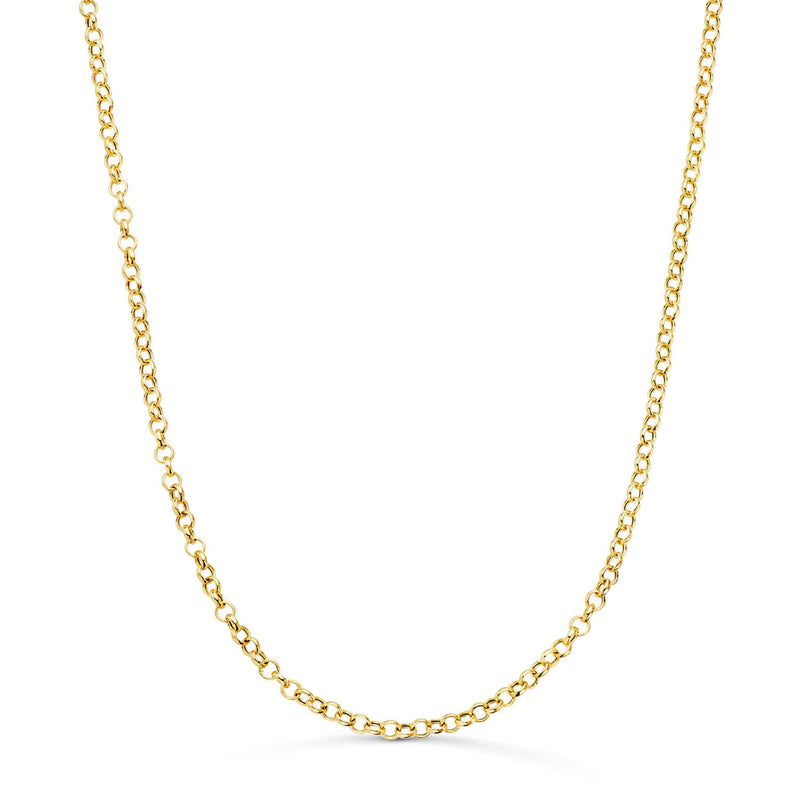 18K Yellow Gold Light Hollow Rolo Chain Width: 2.5mm Length: 45 cm Resail Closure