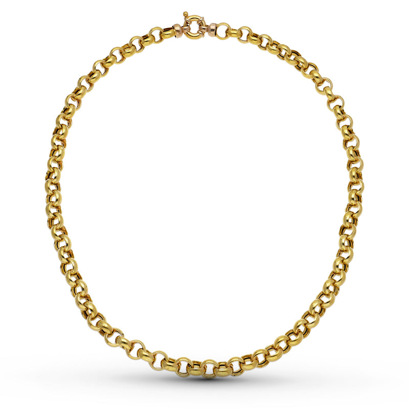 18K Yellow Gold Hollow Rolo Chain 45 cm 8 mm