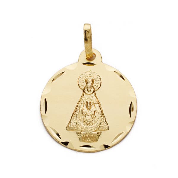 18K Medalla Virgen De Tiscar Tallada 18 Mm