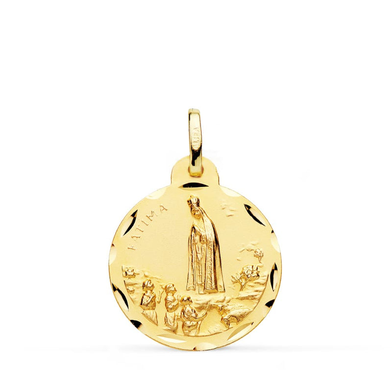 Médaille Vierge de Fatima Sculptée 18K 20 mm